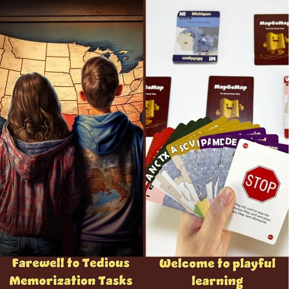 MapGoMap Map Memory Card Game USA Geography Learning - Picture 3 of 6
